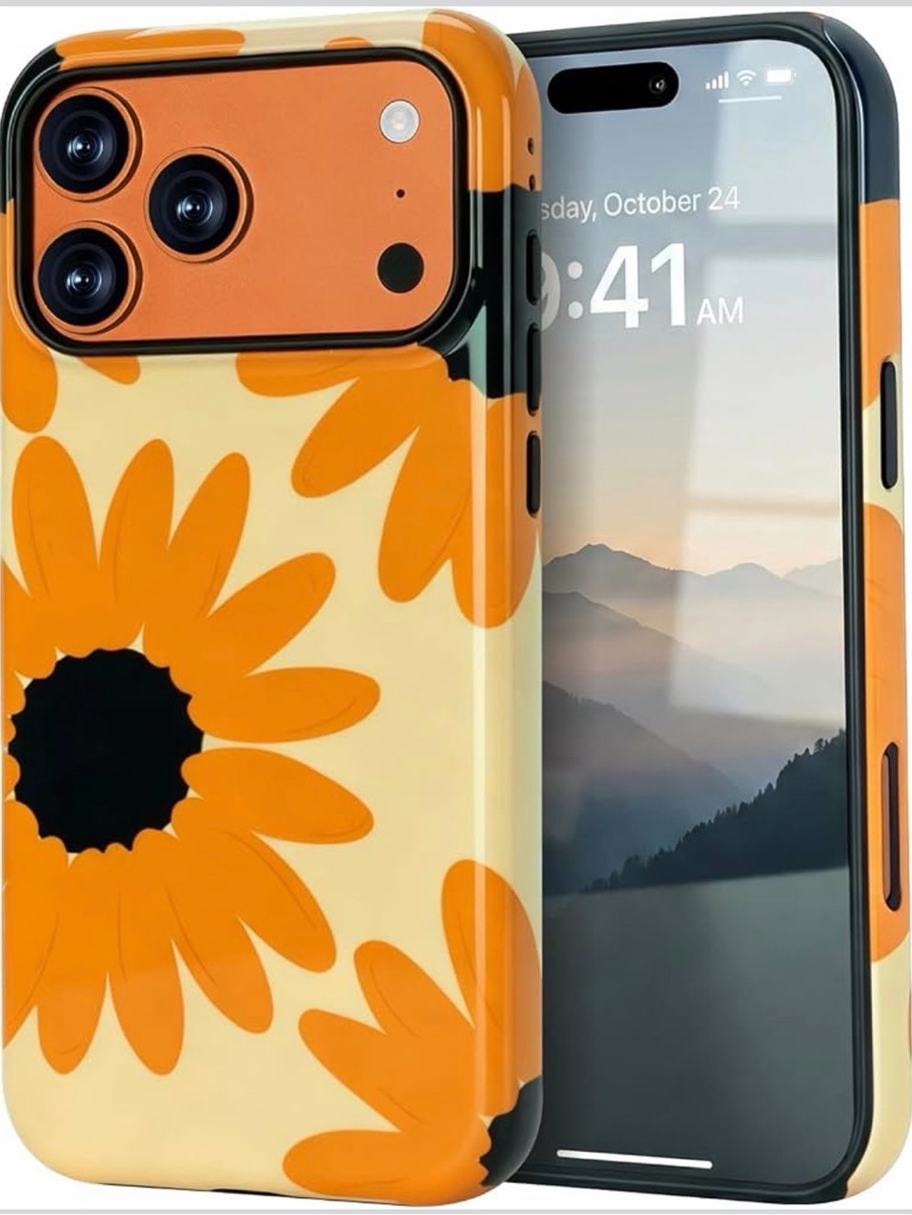 Floral Sunflower Protective Phone Case - Orange & Cream
